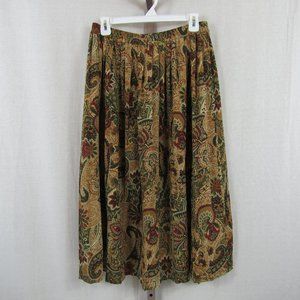 Alfred Dunner Vintage 80s Paisley Floral Golden Earth Tones Midi Skirt